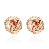 Gold Plating Mesh Love Knot Stud Earrings