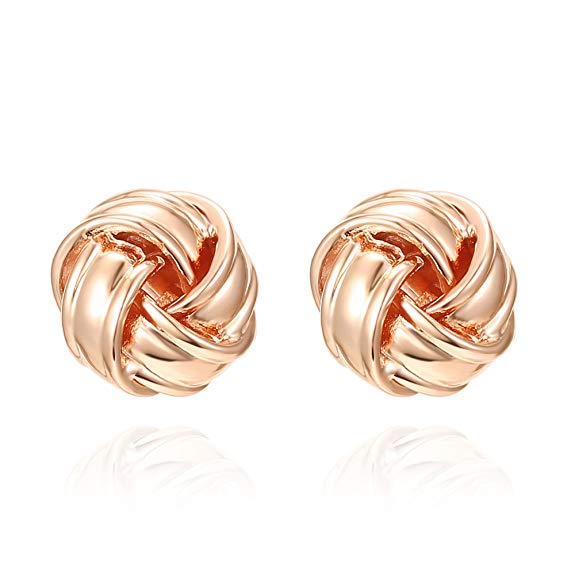 Gold Plating Mesh Love Knot Stud Earrings