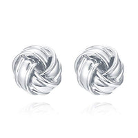 Gold Plating Mesh Love Knot Stud Earrings