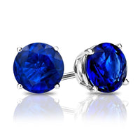 Sapphire Created Swarovski Crystal 6mm Stud Earring 18K White Gold Plated - 1.00 CT