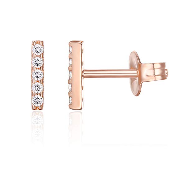 Mini Bar Crystal Pave Rose Gold Stud Earrings