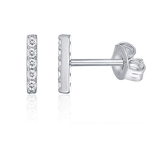 Silver Plating White Crystal Mini Rectangle Stud Earrings