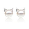 Mini Pearl Cat Shaped Stud Earrings