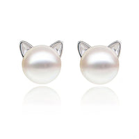Mini Pearl Cat Shaped Stud Earrings
