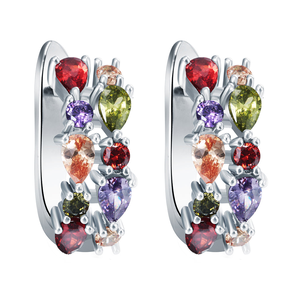 Rainbow Orchid Stones Silver Plating Earrings