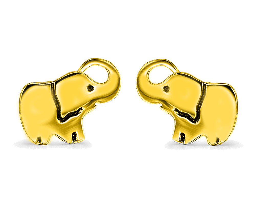 Gold Plating Elephant Stud Earrings