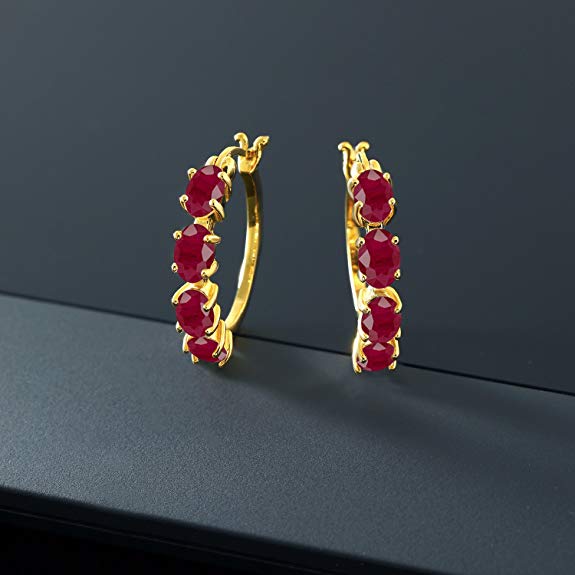 Ruby Gemstone Huggie Earrings