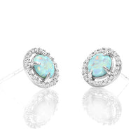 Oceanic Opal Blue Studs Martini Studs in 18K White Gold
