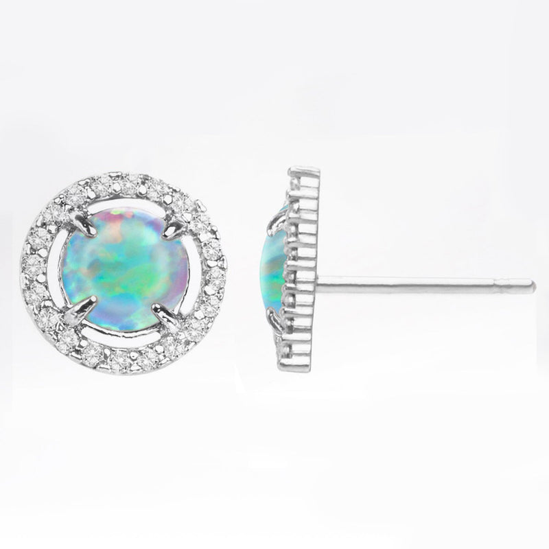 Oceanic Opal Blue Studs Martini Studs in 18K White Gold