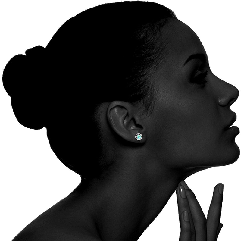 Oceanic Opal Blue Studs Martini Studs in 18K White Gold