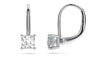Princess Cut Swarovski Elements Simple Leverback Earrings in 18K White Gold