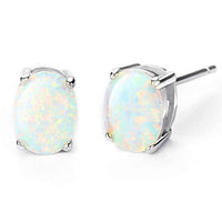 1.00 CTTW Oceanic Opal Oval Cut Studs in 18K White Gold