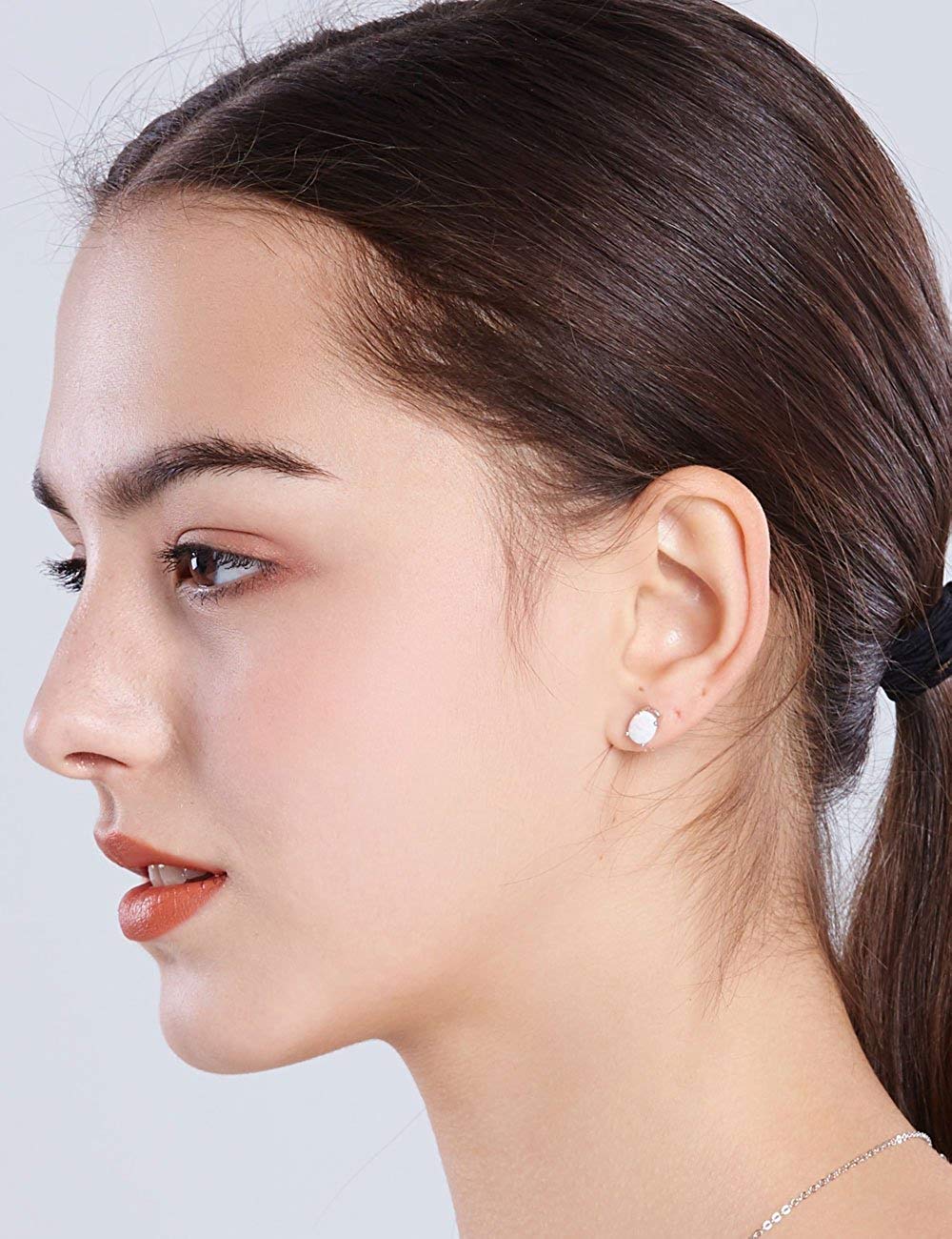 1.00 CTTW Oceanic Opal Oval Cut Studs in 18K White Gold