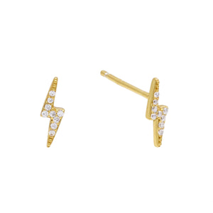 Mini Lighting Bolt Swarovski Elements Studs in 18K Gold