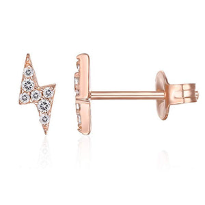 Mini Lighting Bolt Swarovski Elements Studs in 18K Rose Gold