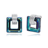 Aruba Blue Swarovski Square Shaped Studs in 18K White Gold Plating
