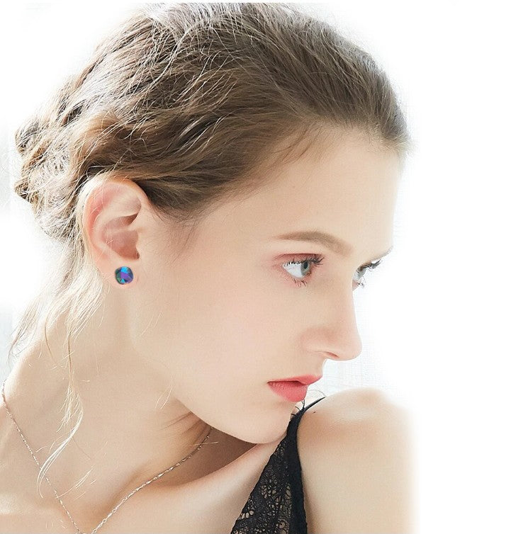 Blue Classic Asscher Cut Studs in 18K White Gold