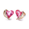 Pink Swarovski Elements Heart Shaped Pave Studs in 18K Rose Gold Plating