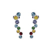 Rainbow Swarovski Cluster Crawler Earrings in 18K White Gold