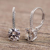Asscher Cut Swarovski Elements Pave Leverback Earrings in 18K White Gold
