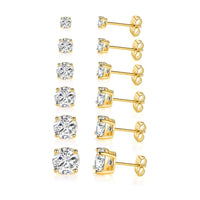 6 Piece Graduating Classic Swarovski Elements Studs in 18K Gold Plated