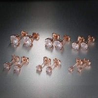 6 Piece Graduating Classic Swarovski Elements Studs in 18K Rose Gold Plated