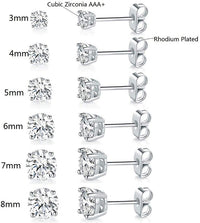6 Piece Graduating Classic Swarovski Elements Studs in 18K White Gold Plated