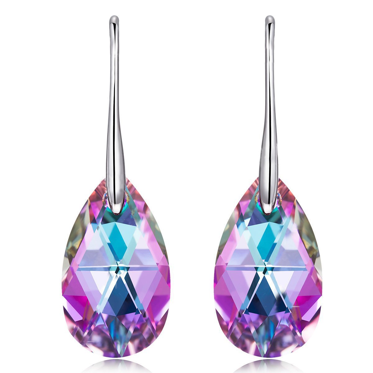 Silver Plating Oval Cut Stone Drop Earrings