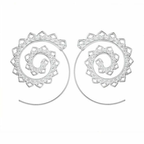 Silver Plating Threader Filigree Earrings