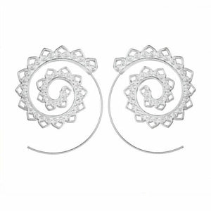 Silver Plating Threader Filigree Earrings
