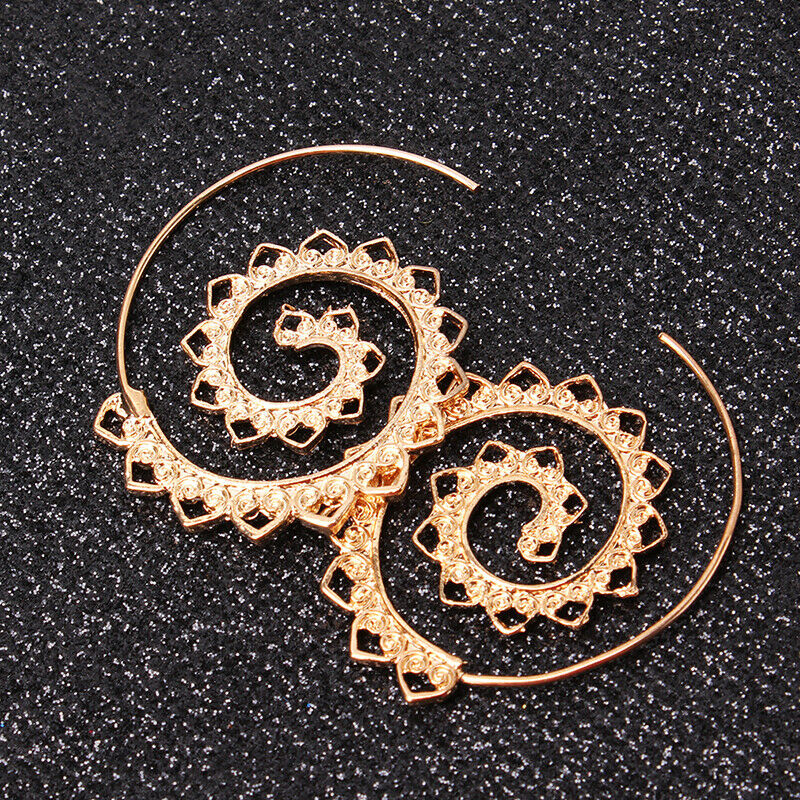 Modern 18K Gold Plating Multi Filigree Heart Swirl Hoop Earrings