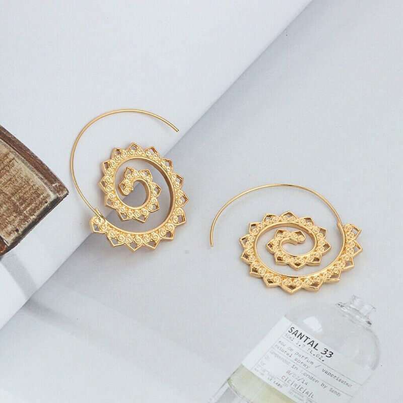 Modern 18K Gold Plating Multi Filigree Heart Swirl Hoop Earrings