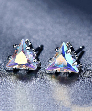 Aurora Borealis Triangular Shaped Stud Earrings