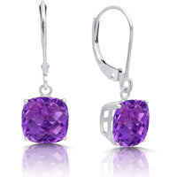 18K White Gold Princess Cut Gemstone Earrings - Multiple Options Available