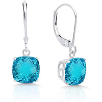 18K White Gold Princess Cut Gemstone Earrings - Multiple Options Available