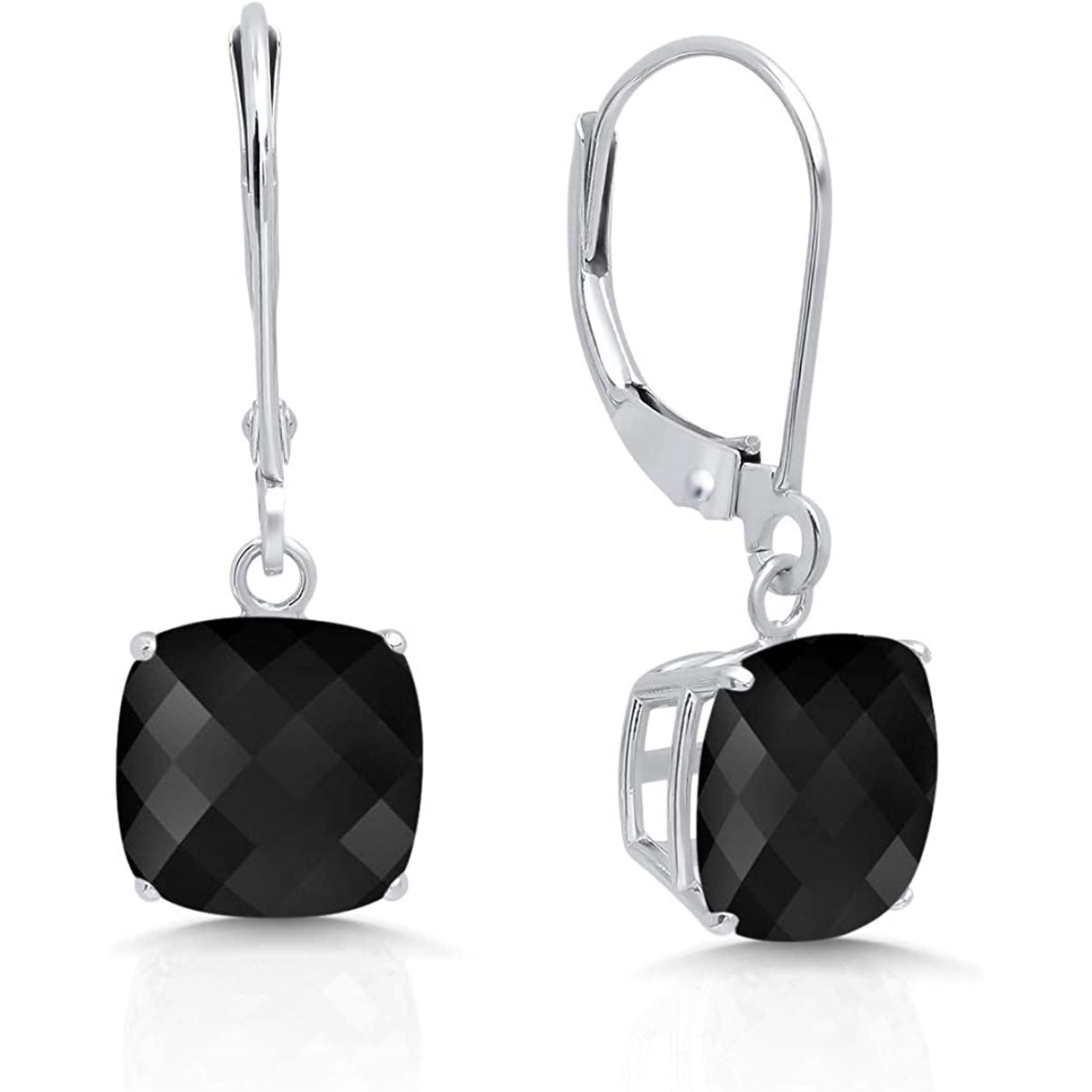 18K White Gold Princess Cut Gemstone Earrings - Multiple Options Available