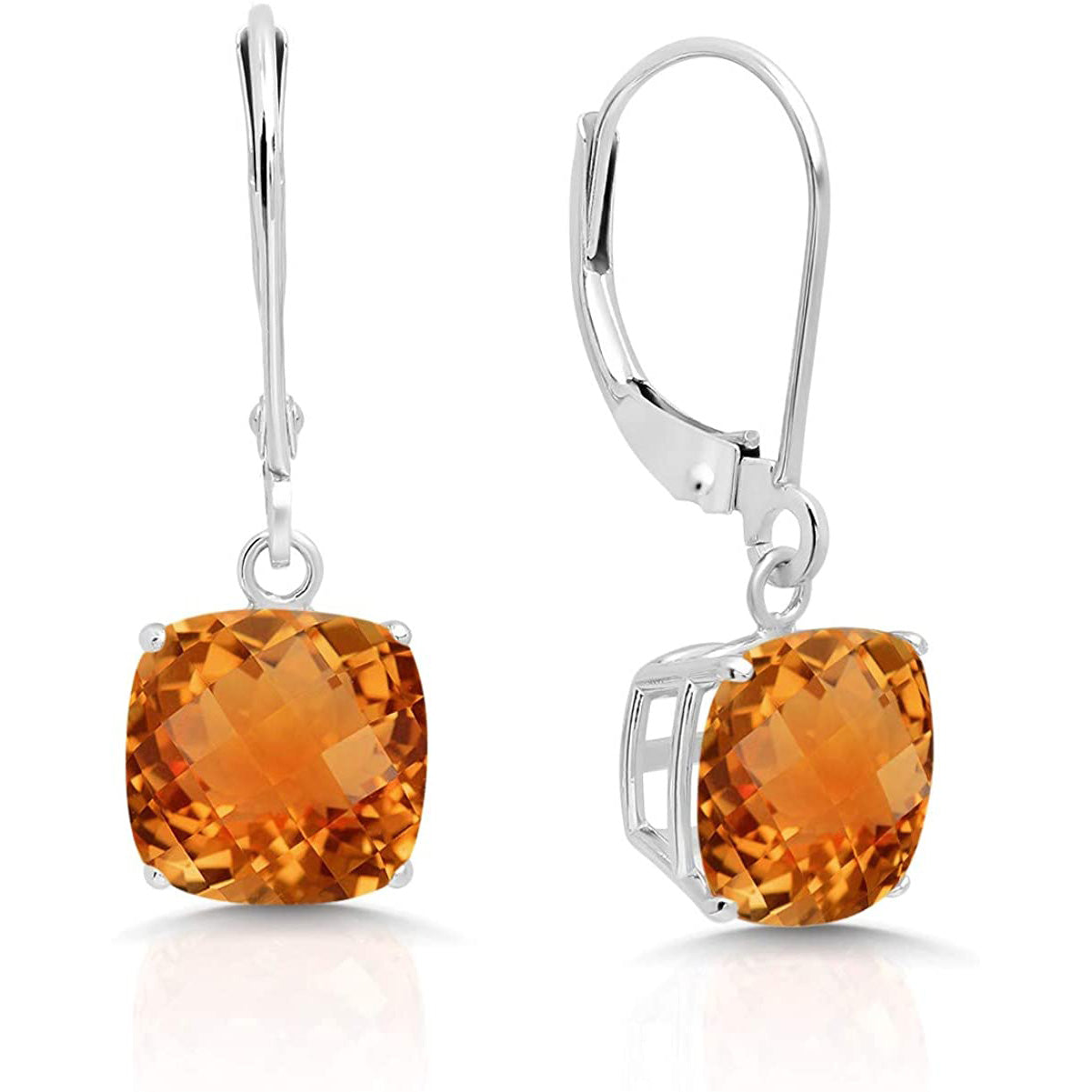 18K White Gold Princess Cut Gemstone Earrings - Multiple Options Available