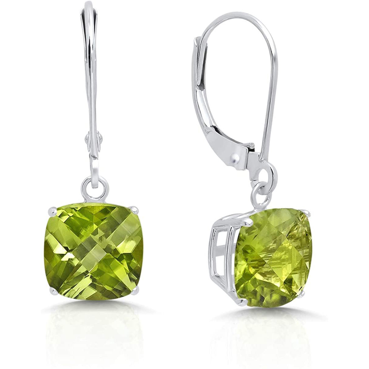 18K White Gold Princess Cut Gemstone Earrings - Multiple Options Available