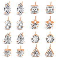 8- Pack Stud Earrings in Gold Plating - 3 Colors