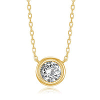 Mini White Crystal Circular Pendant Drop Necklace