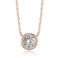 Mini White Crystal Circular Pendant Drop Necklace