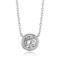 Mini White Crystal Circular Pendant Drop Necklace