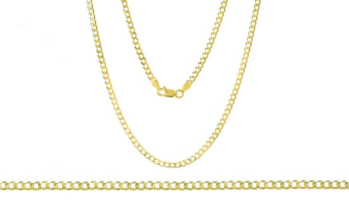 Unisex Solid Italian Curb Chain in 18K Gold Plating