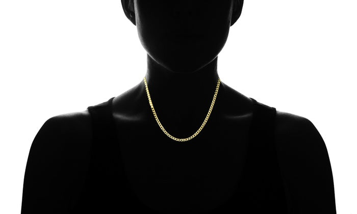 Unisex Solid Italian Curb Chain in 18K Gold Plating