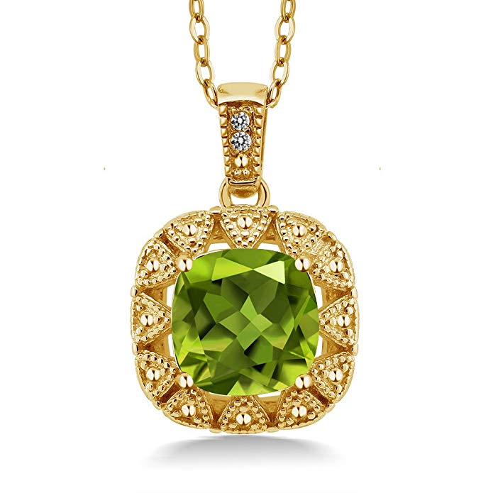 Peridot Halo Asscher Cut Pendant Necklace