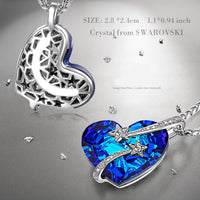 Bermuda Blue Swarovski Elements Stars in the Sky Pendant Necklace in 18K White Gold