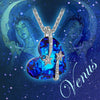 Bermuda Blue Swarovski Elements Stars in the Sky Pendant Necklace in 18K White Gold