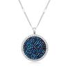 Blue Druzy Stone Circular Pendant Necklace in 18K White Gold