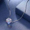Aurora Borealis Swarovski Elements Cubed Necklace in 18K White Gold
