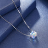 Aurora Borealis Swarovski Elements Cubed Necklace in 18K White Gold